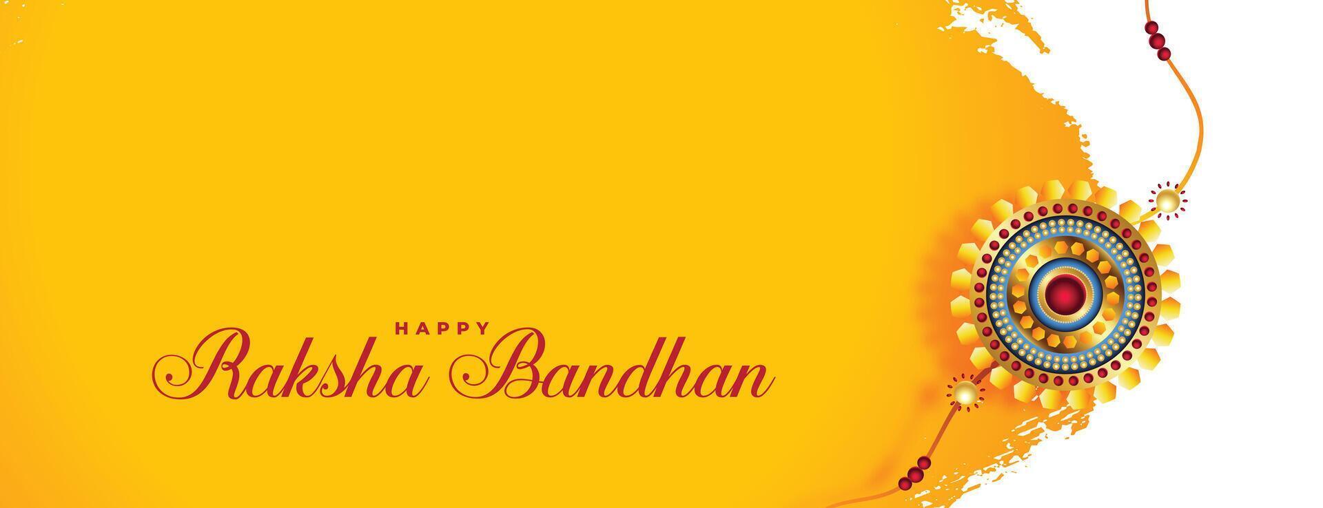 beautiful raksha bandhan banner with golden rakhi vector