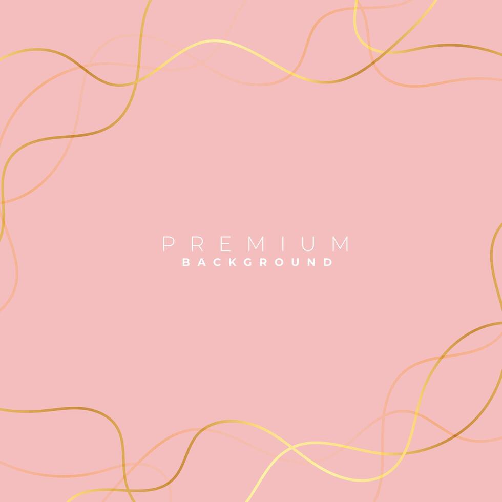 minimalist golden curve lines on pastel background design vector