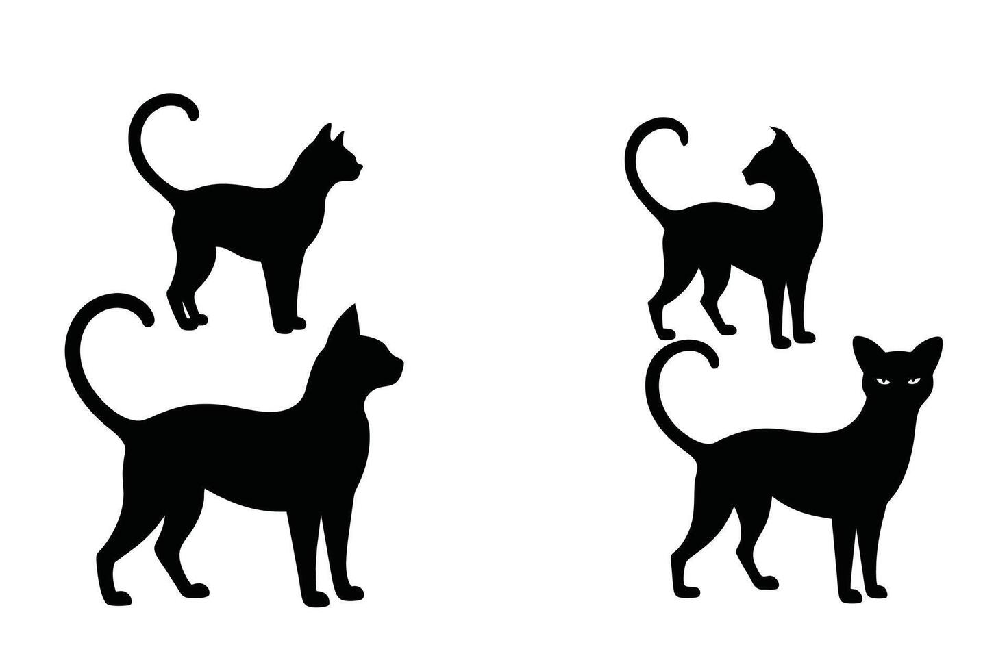 Cat silhouettes collection isolated on white background vector