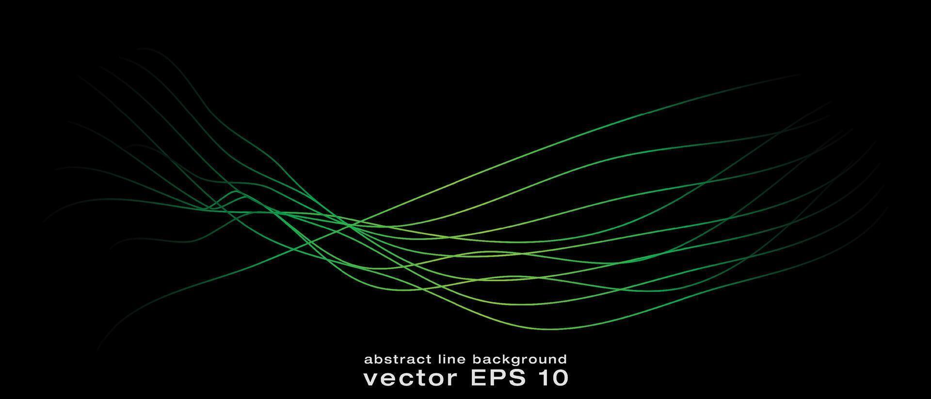 resumen ondulado dinámica azul verde Violeta ligero líneas curva bandera en negro antecedentes en concepto tecnología, neural red, neurología, ciencia, música, neón ligero vector