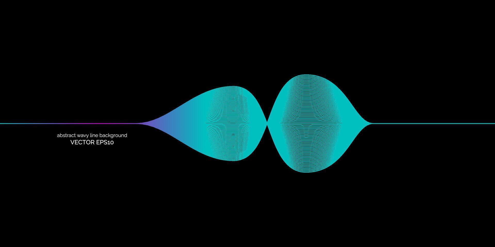 resumen ondulado dinámica azul verde parpadeo ligero líneas curva bandera en negro antecedentes en concepto tecnología, neural red, neurología, ciencia, música, neón ligero. vector