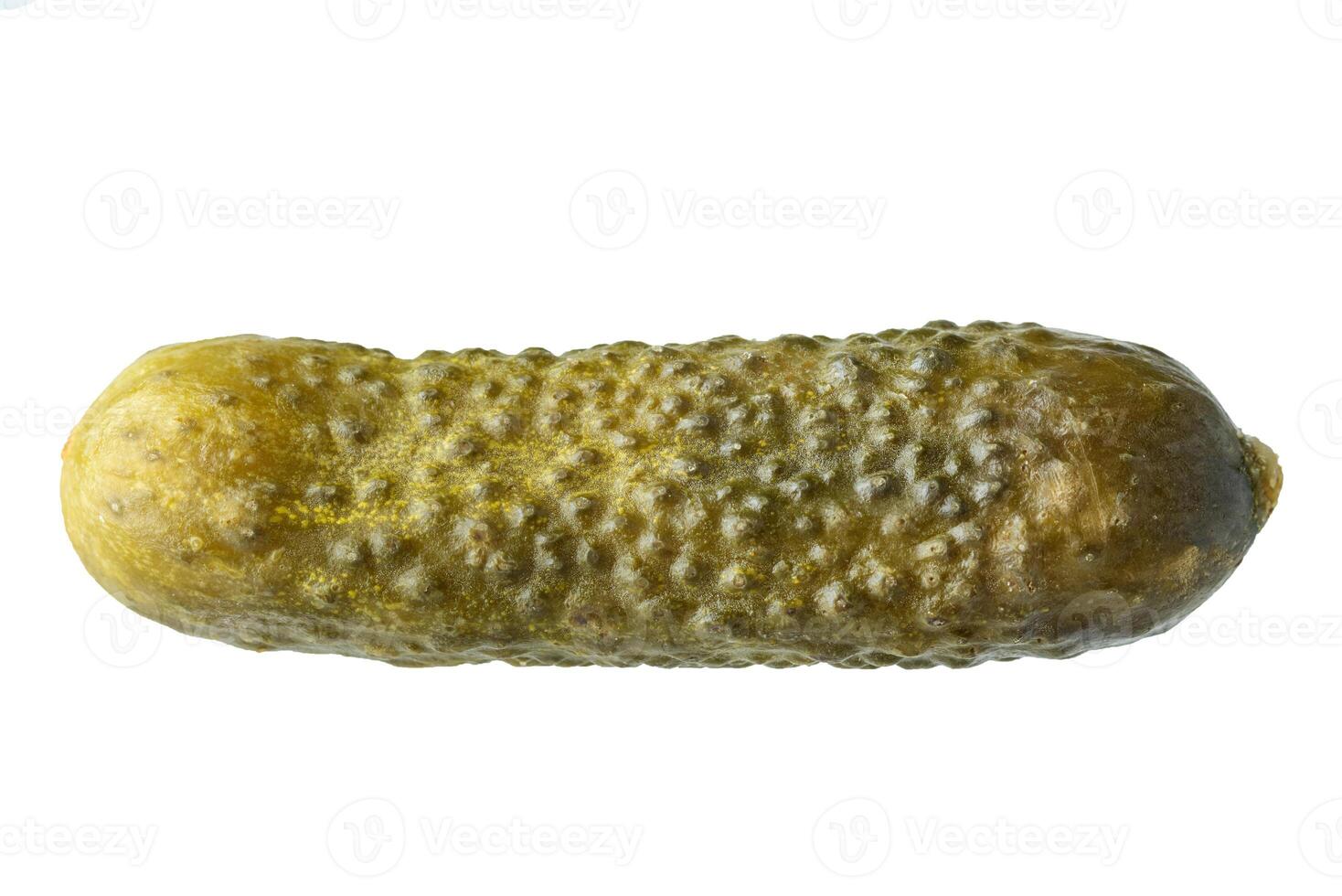 Marinated pickled cucumber isolated on white background photo