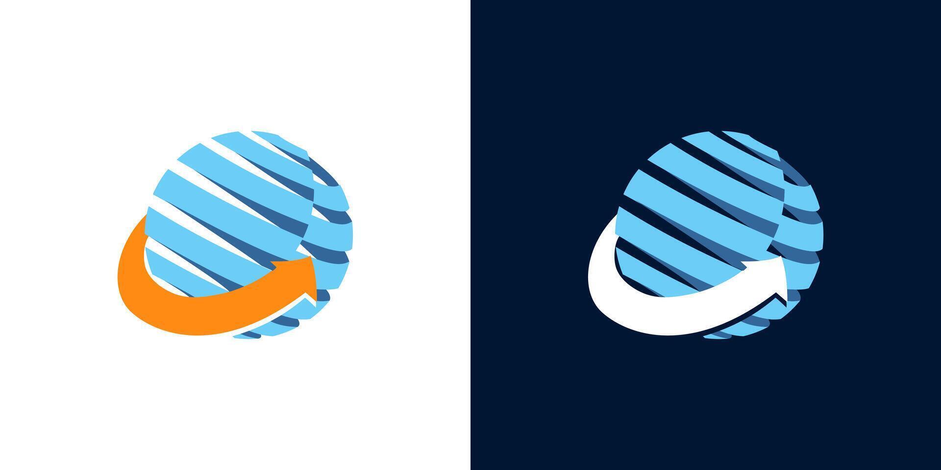 Globe blue with arrow logo illustration isolated. for internet, business, network, etc. vector