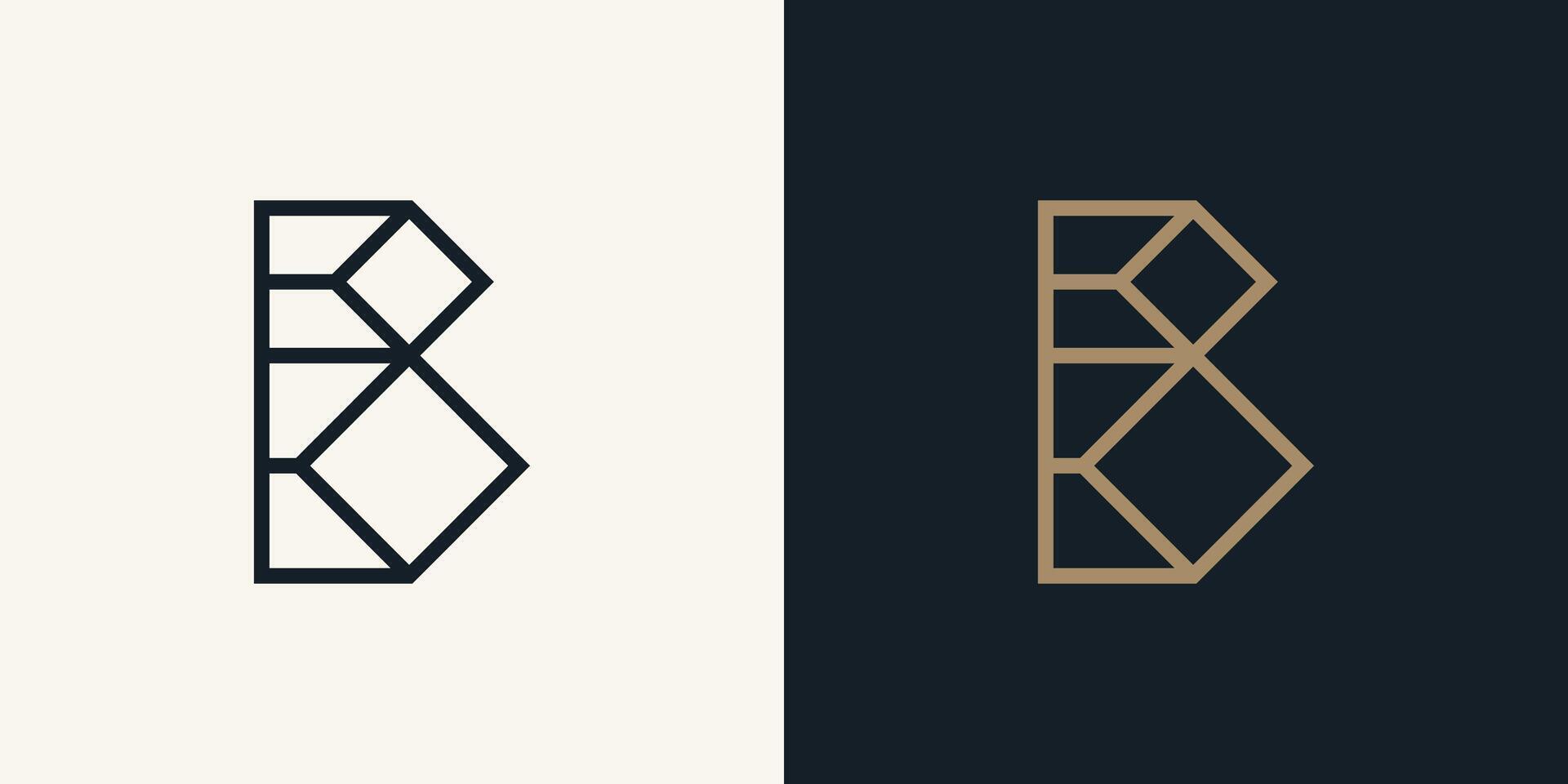 Abstract letter B stone diamond line icon luxury logo vector