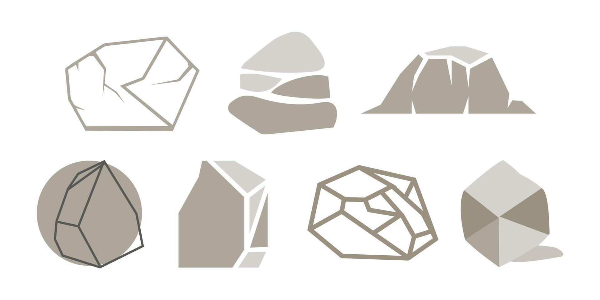 Stone rock icon vector logo collection