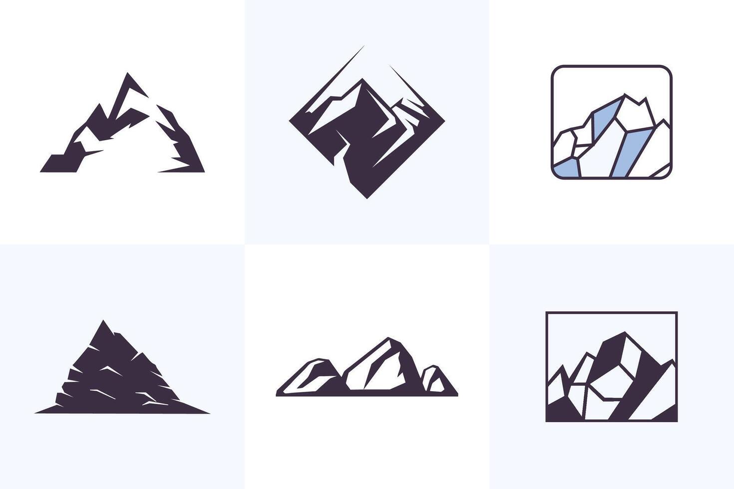 montaña, colina, rock silueta icono logo vector