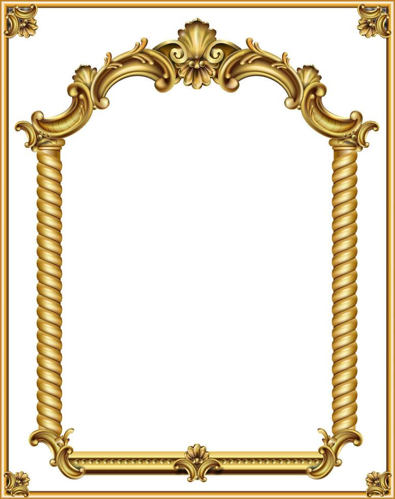 Triumphal Arch. Golden classic rococo baroque frame. Vector graphics. Luxury frame for painting or postcard cover