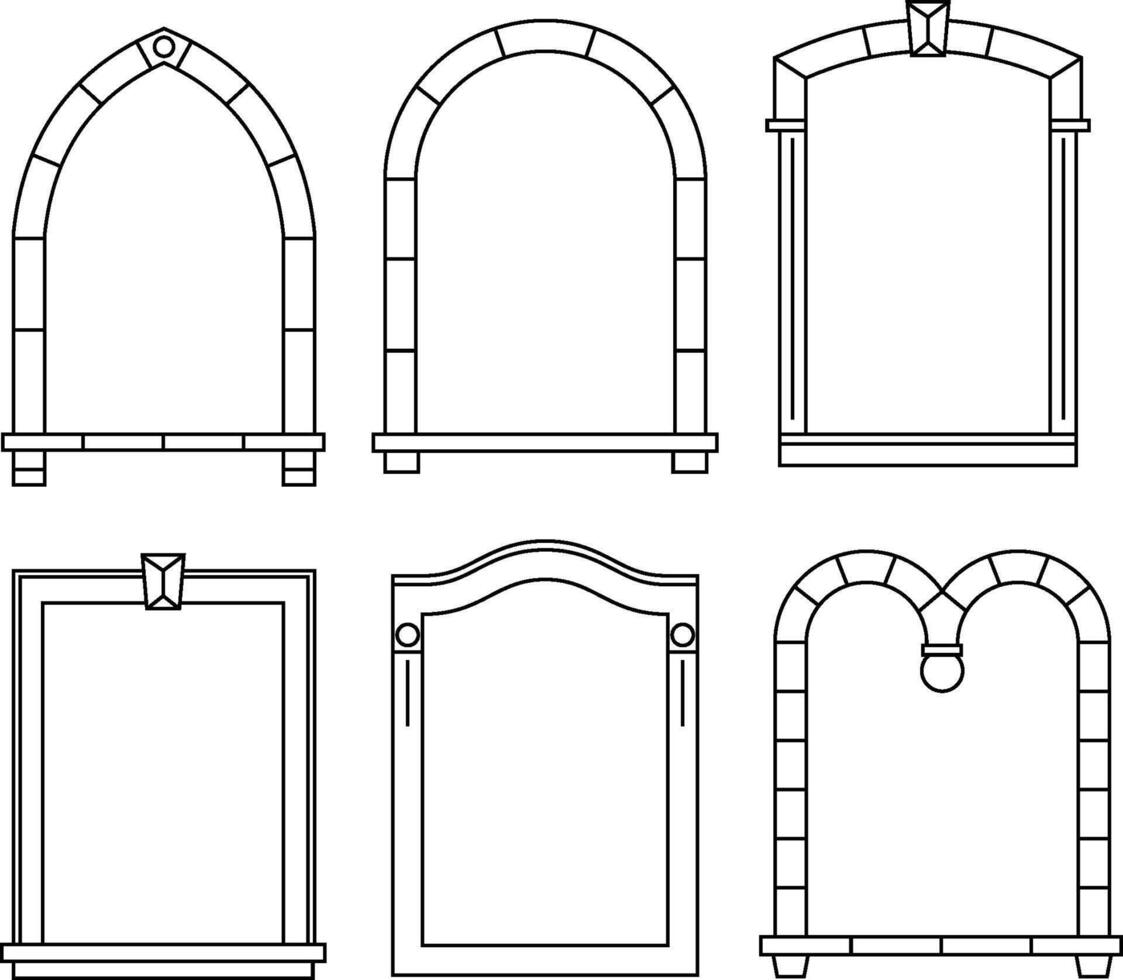 Classical vector window frame facade wall contour