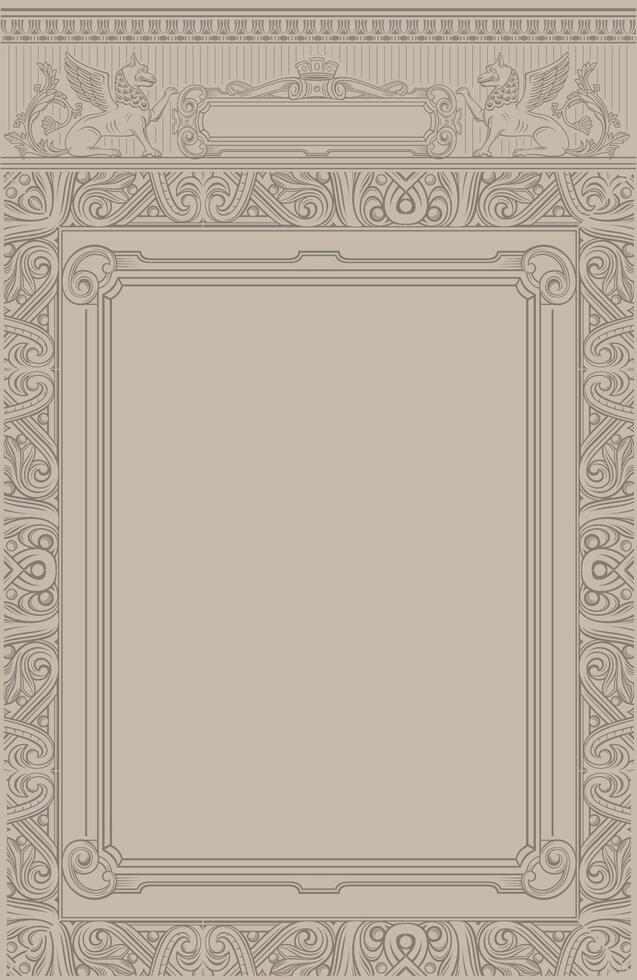 Classic engraved arch postcard frame vintage vector