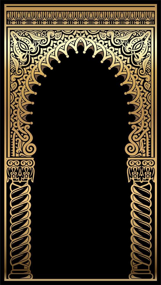 arco de oro en el oriental estilo con Arábica tradicional adornos en vector gráficos.