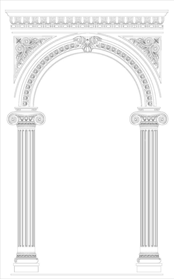 Classic engraved arch postcard frame vintage vector