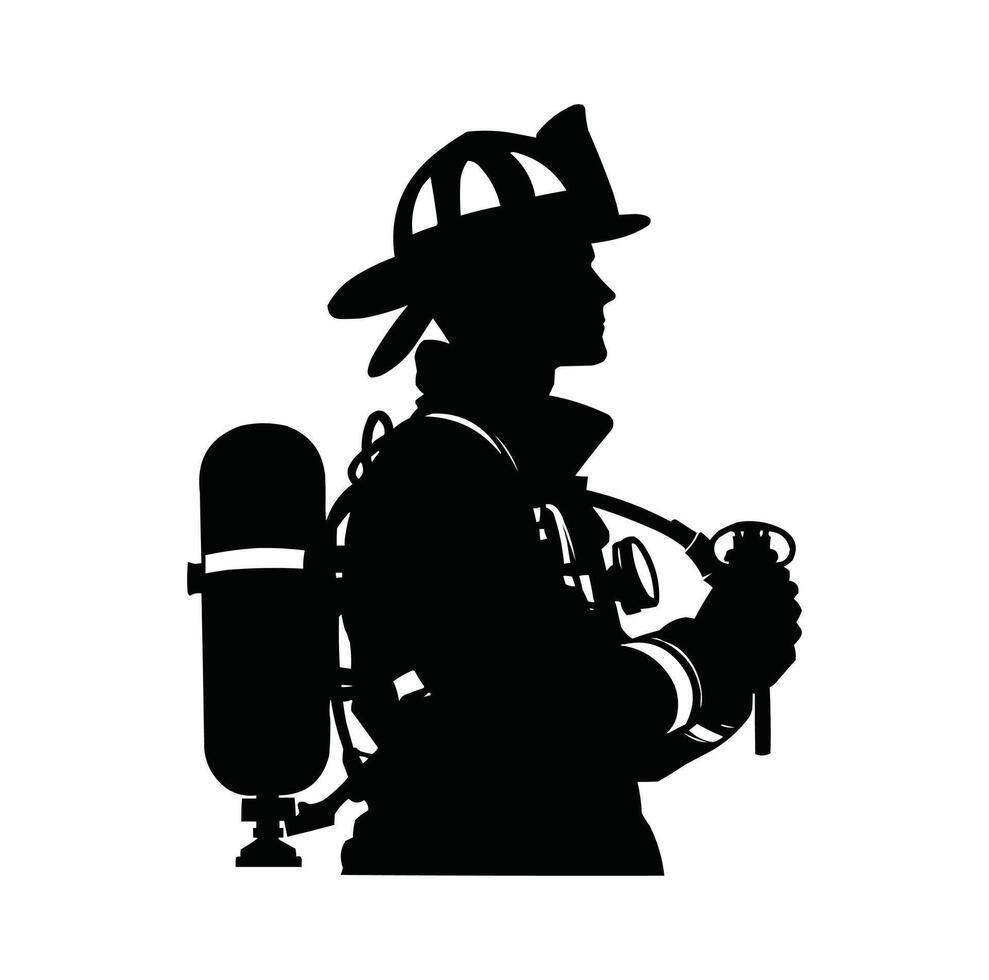 firefighters pose illustrator vector silhouette