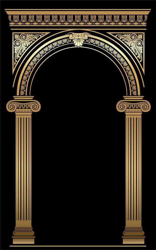 Classic antique gold vintage luxurious arch frame 41448971 Vector Art