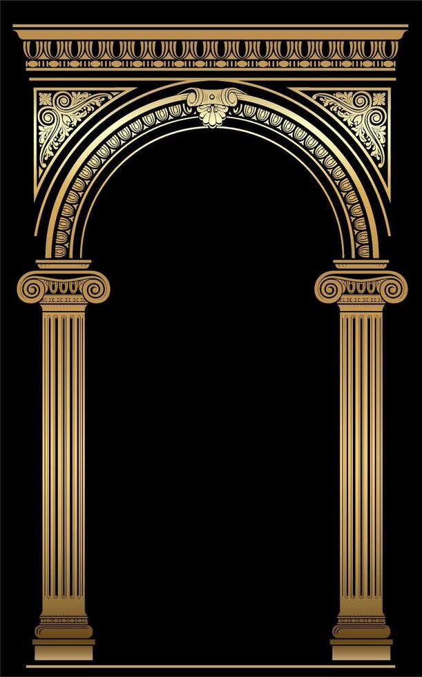 Classic antique gold vintage luxurious arch frame vector