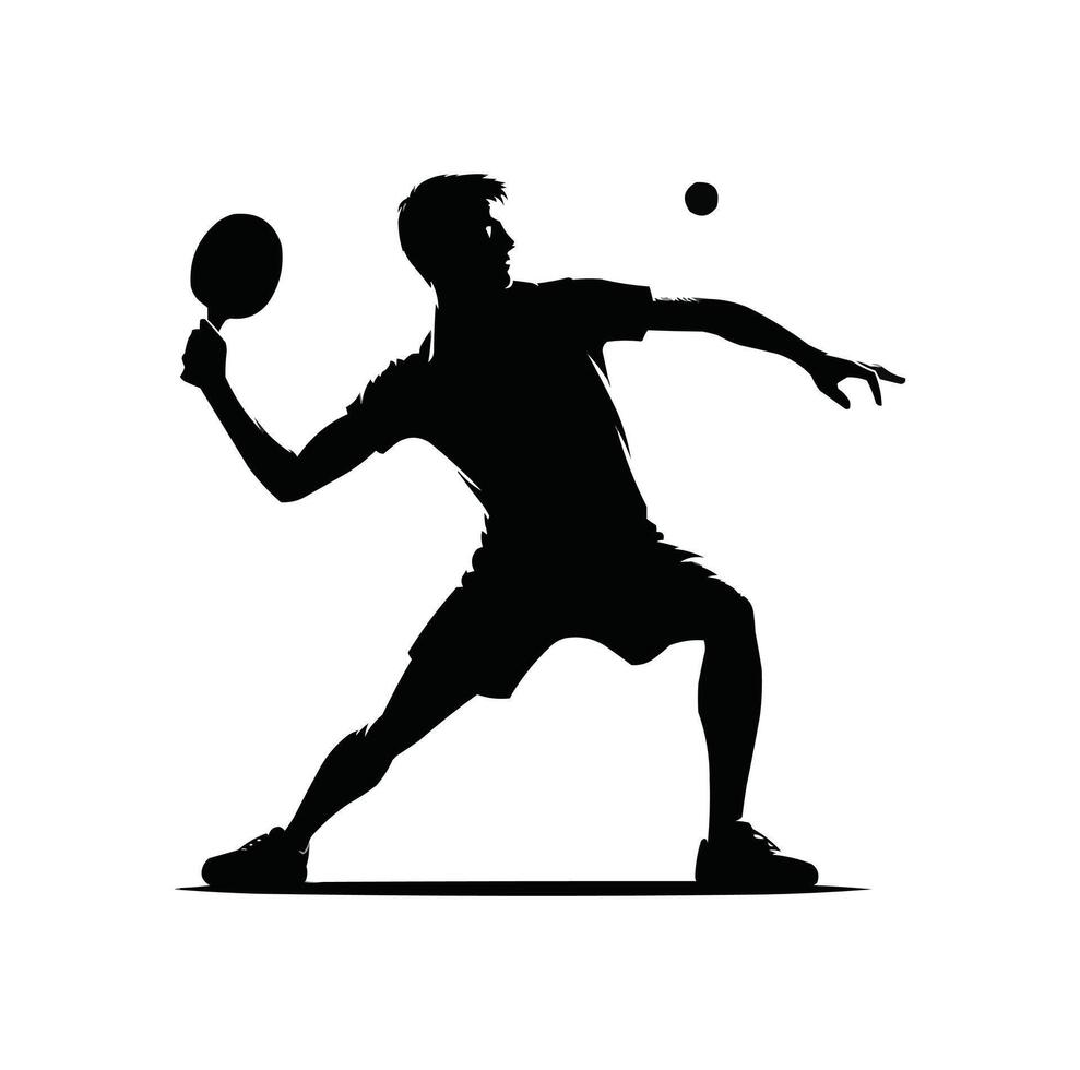 table tennis player silhouette vector icon illustration