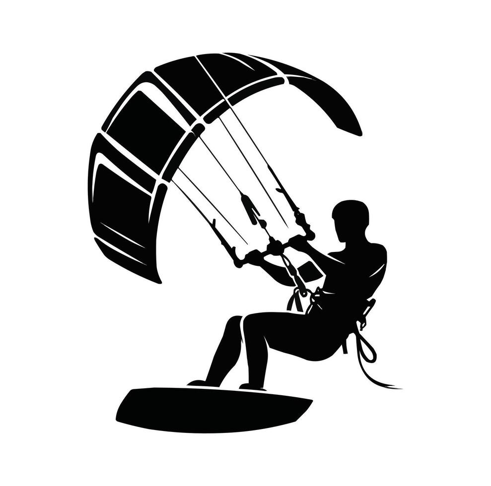 kitesurfing silhouette vector illustration icon