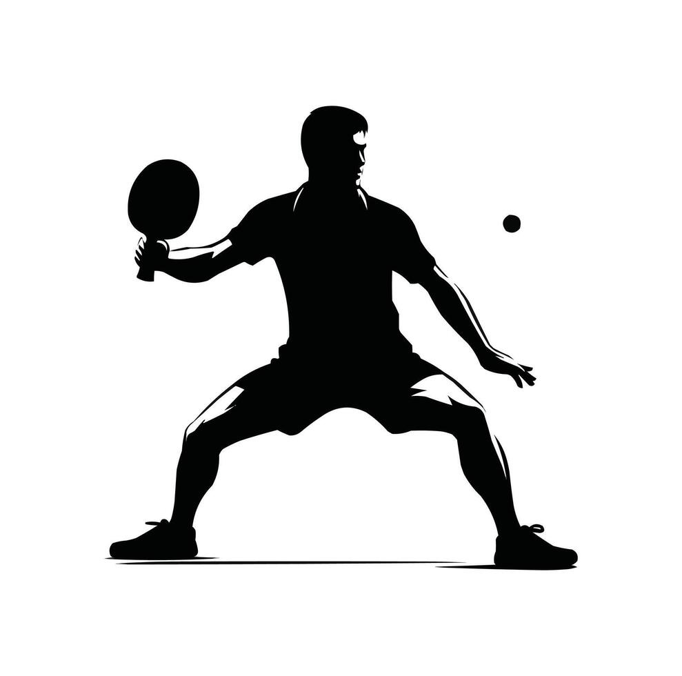 table tennis player silhouette vector icon illustration