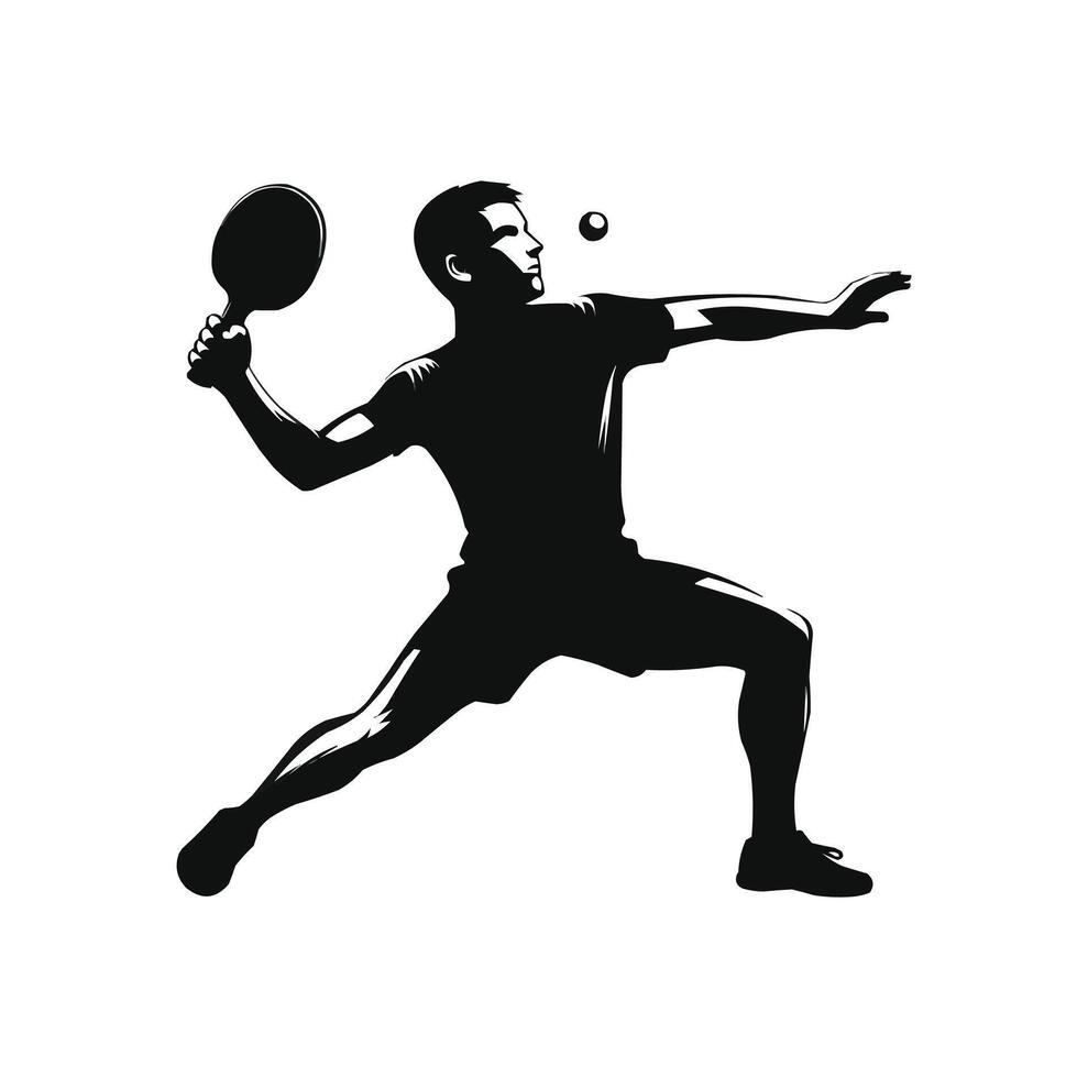 table tennis player silhouette vector icon illustration