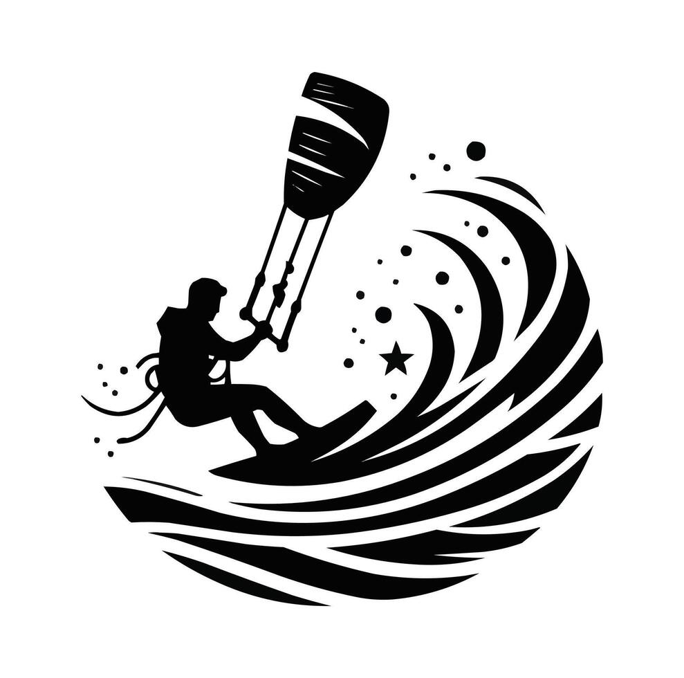 kitesurfing silhouette vector illustration icon