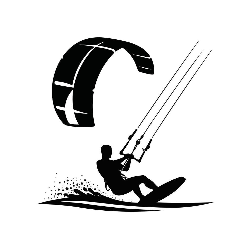 kitesurfing silhouette vector illustration icon