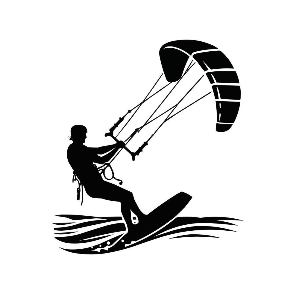 kitesurfing silhouette vector illustration icon