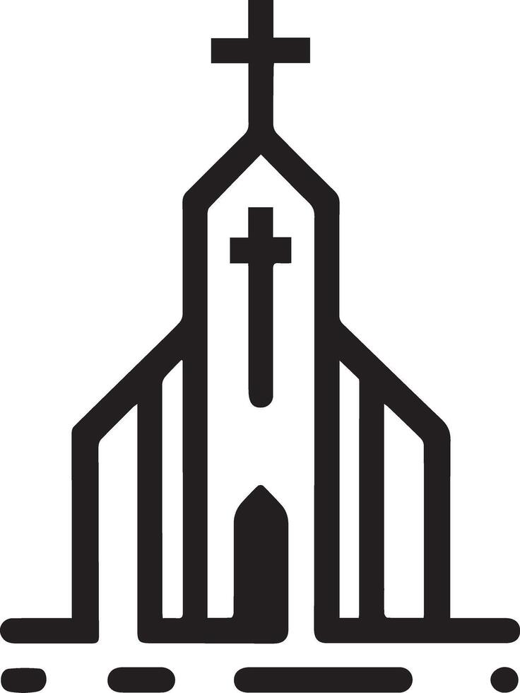 Iglesia icono, un alto vector ilustración en plano estilo con un cruzar en cima.