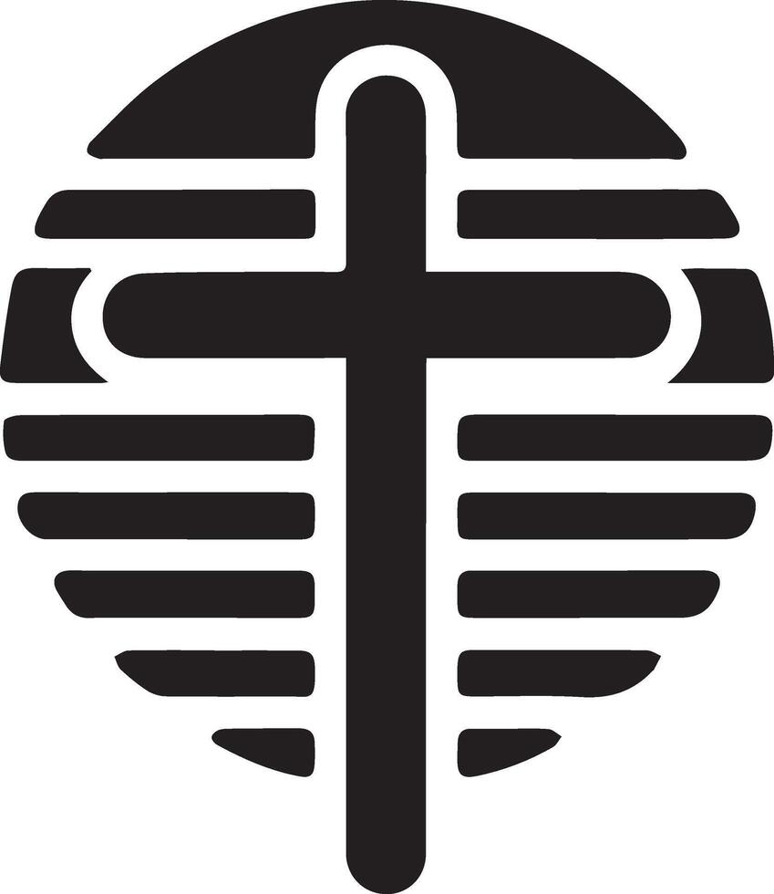 Cross depicted in a simple black and white logo, a Monochrome logo featuring a cross design. vector