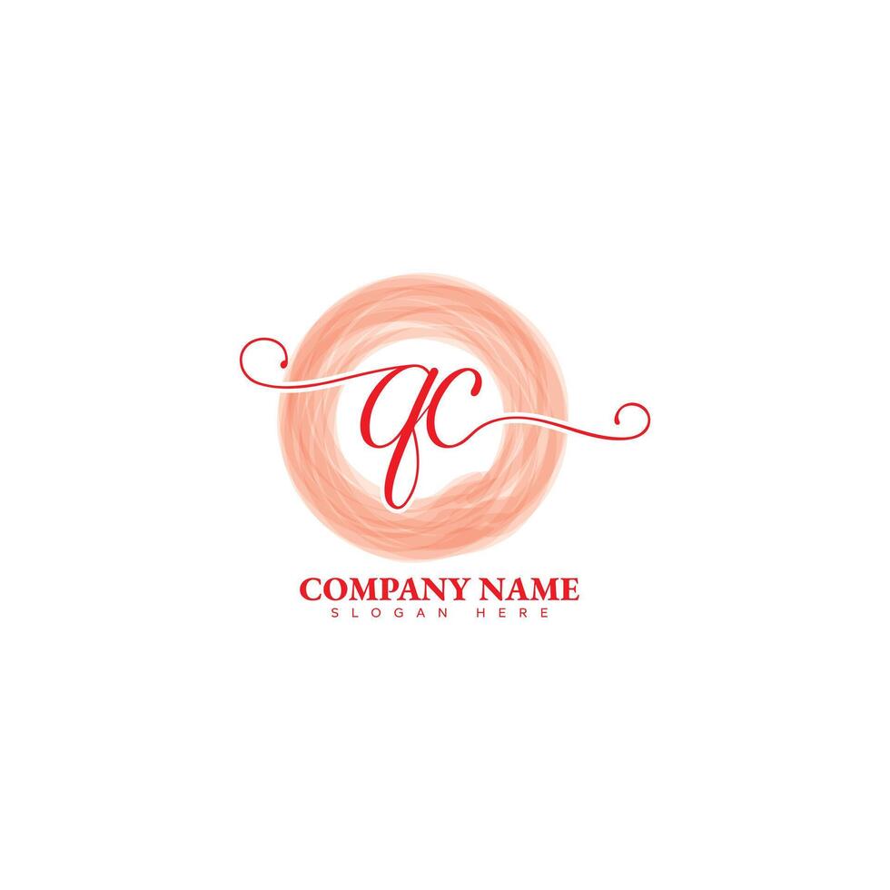 Q C QC Initial logo template vector and water color QC letter logo