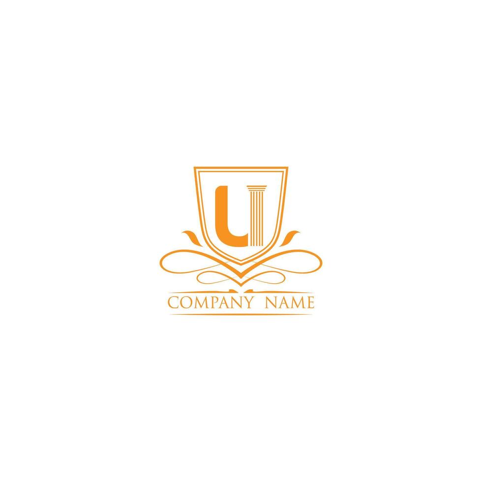 Letter U Pillar Law Logo and gold color vector