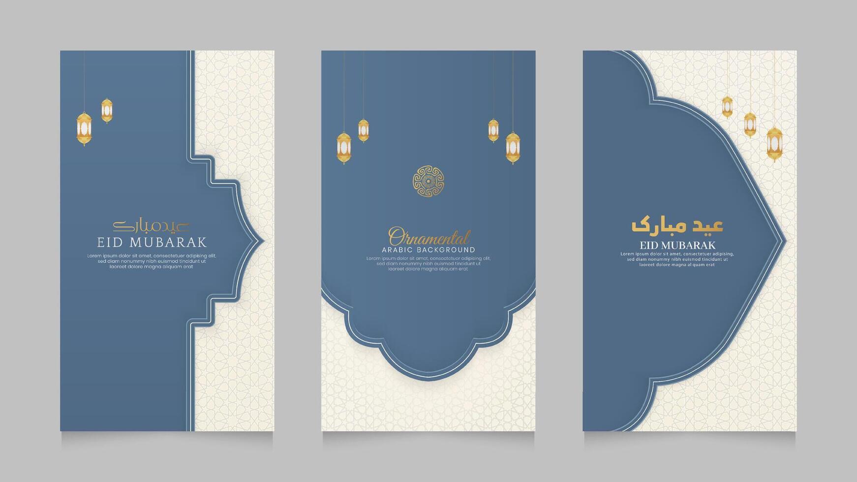 Eid Mubarak Islamic Arabic Realistic Social Media Stories Collection Template vector