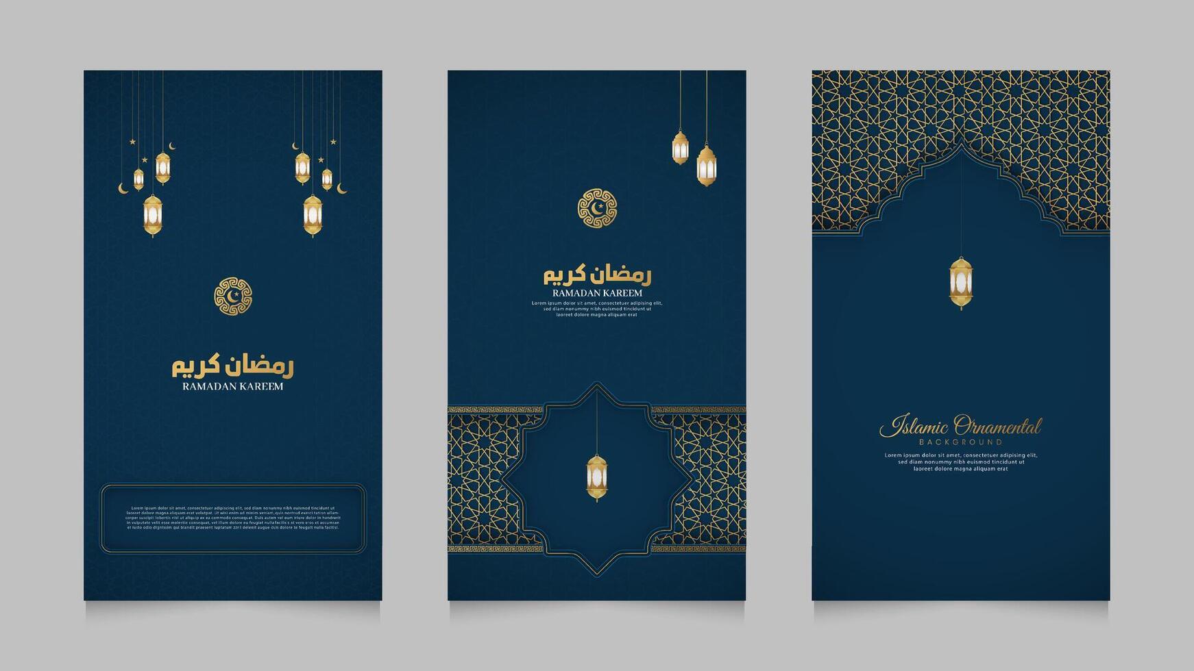 ramadan kareem plantilla de colección de historias de redes sociales realistas islámicas vector