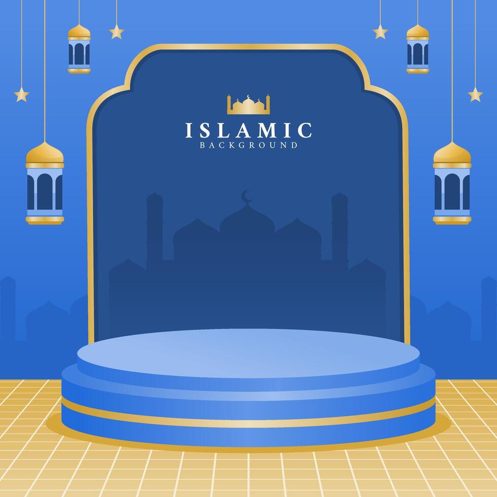 Islamic background with podium vector