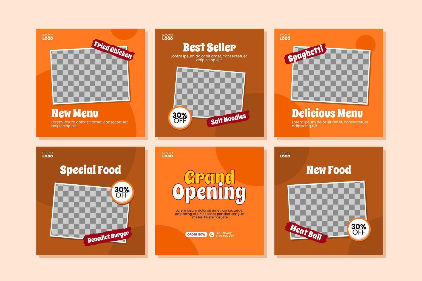 Food social media post template vector