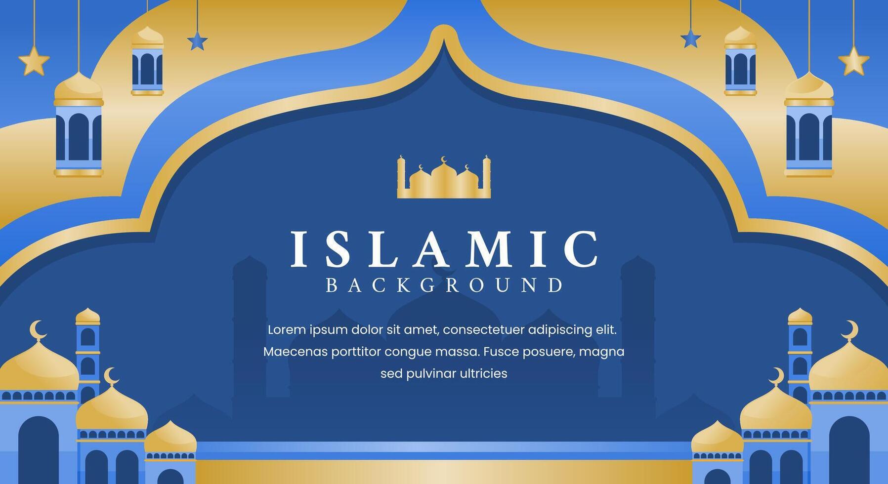 Islamic background with mosque and lanterns vector