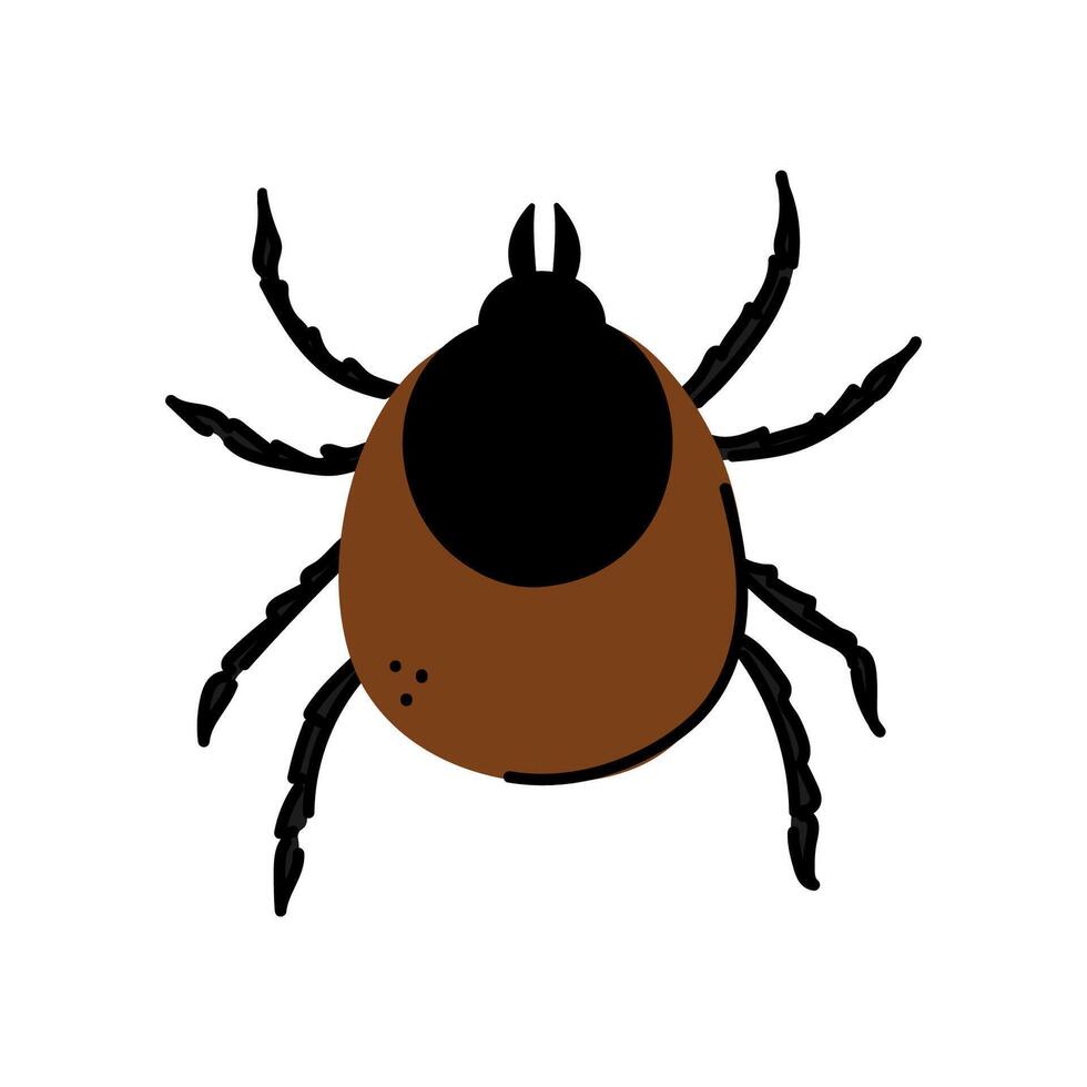 Cartoon style vector illustration of a tick parasite. Doodle mite icon. Pest control concept.