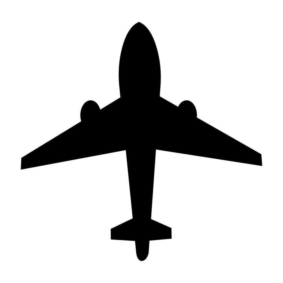 un sencillo negro avión silueta. comercial vuelo icono. aislado en blanco vector