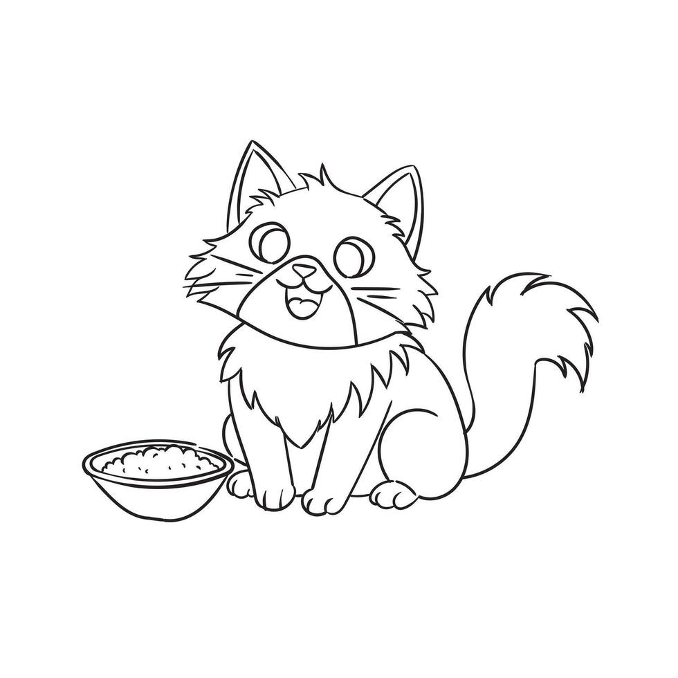 vector coloring page outline of cute cat