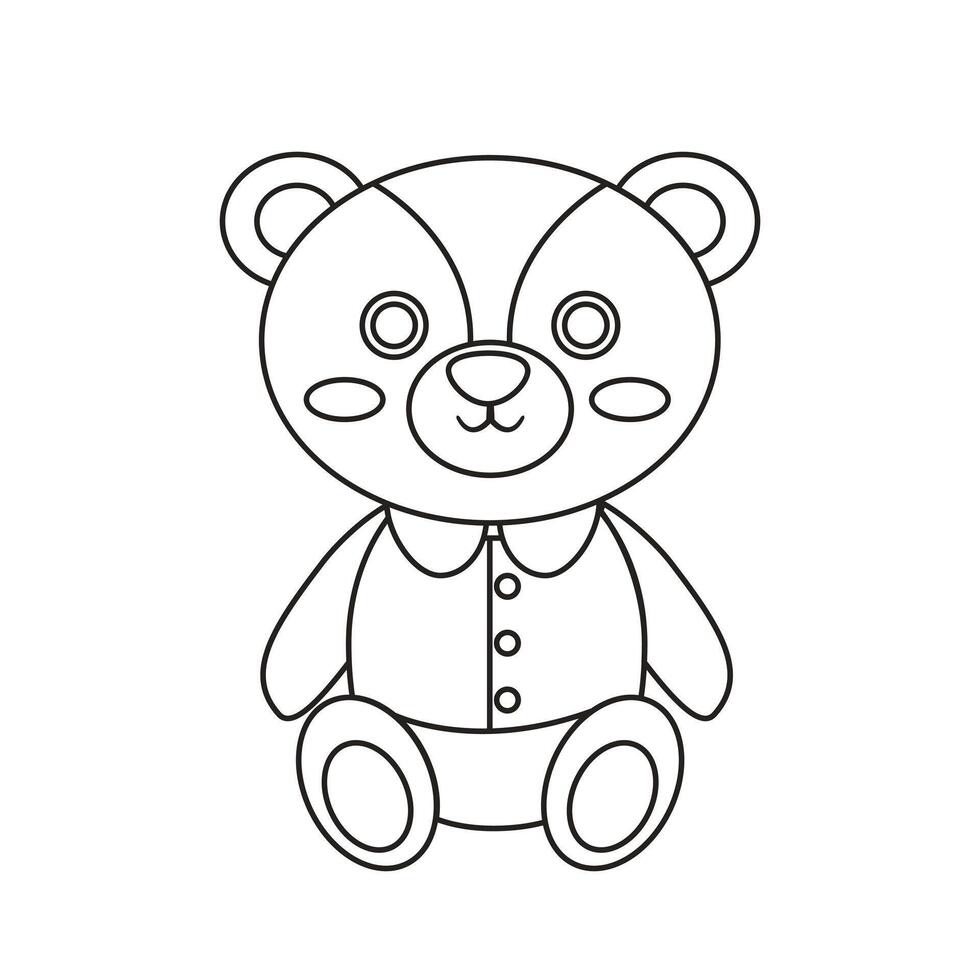 mano dibujado osito de peluche oso para colorante libro vector