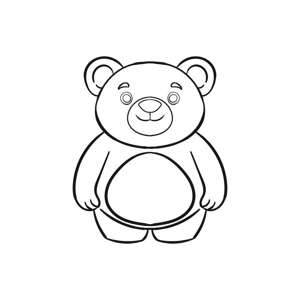 Hand drawn cute teddy bear outline illustration vector