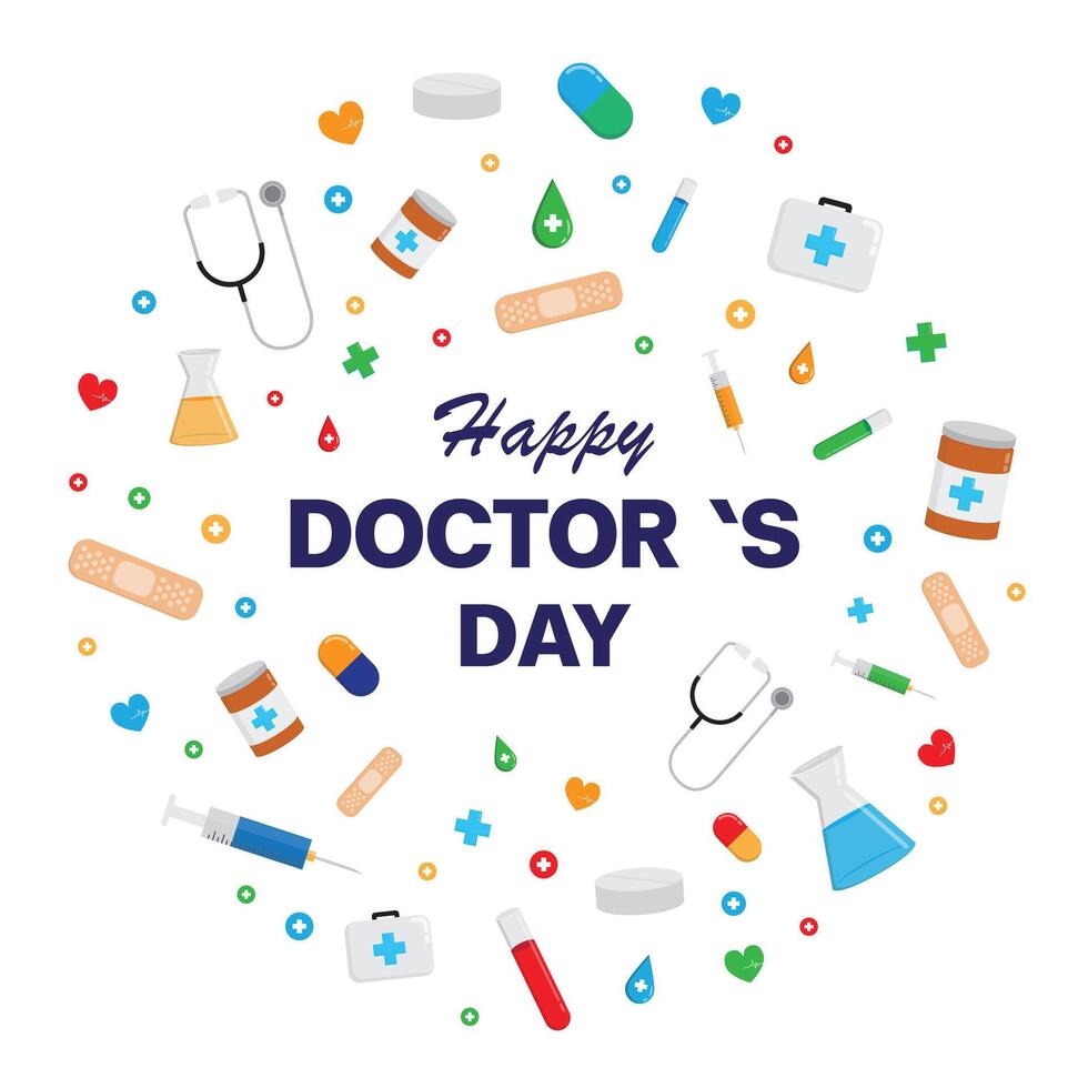 doctor day medical equipment background illustration design vector