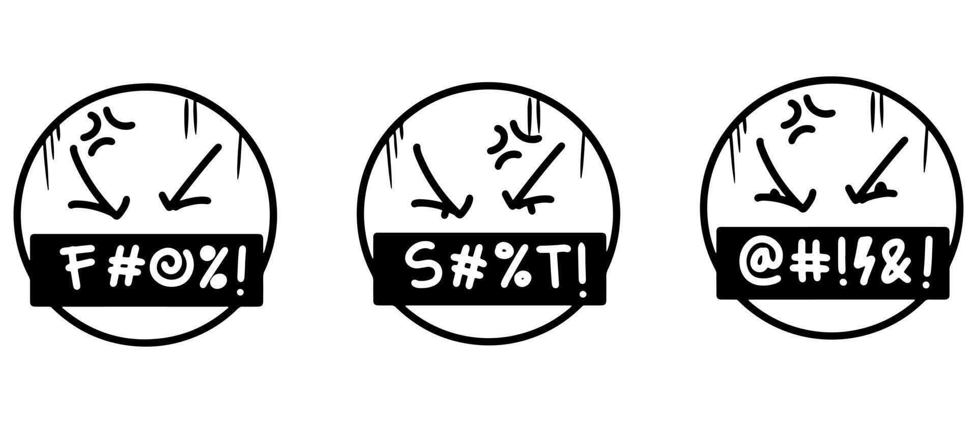 Doodle sketch style of Swearing icons cartoon hand drawn illustration for concept design. vector
