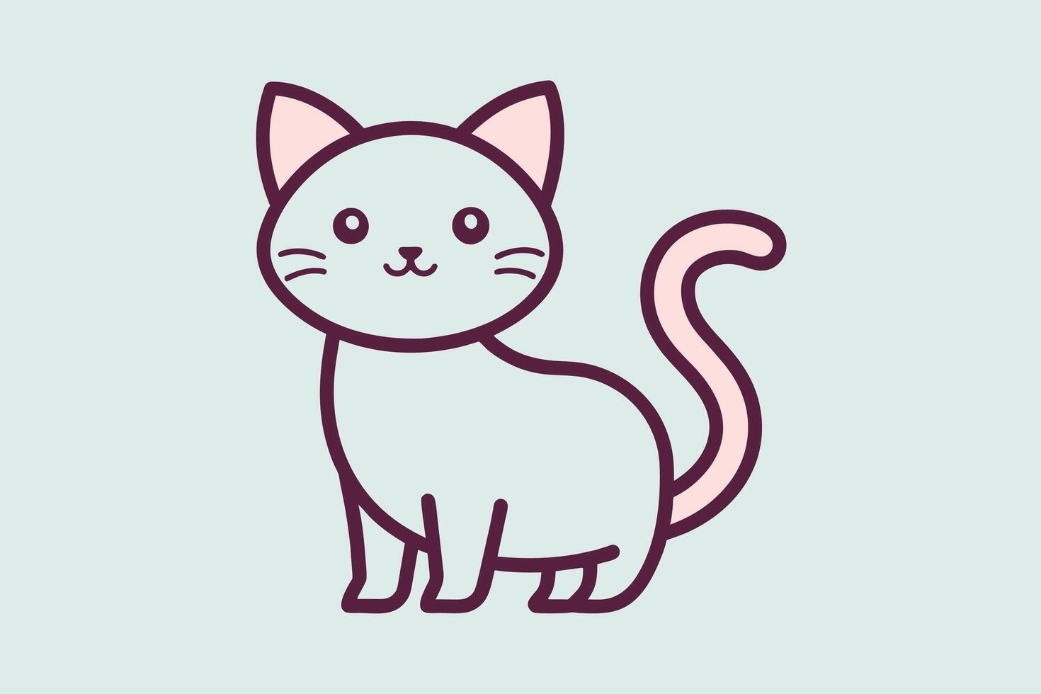 Cute cat line art illustration icon design template vector