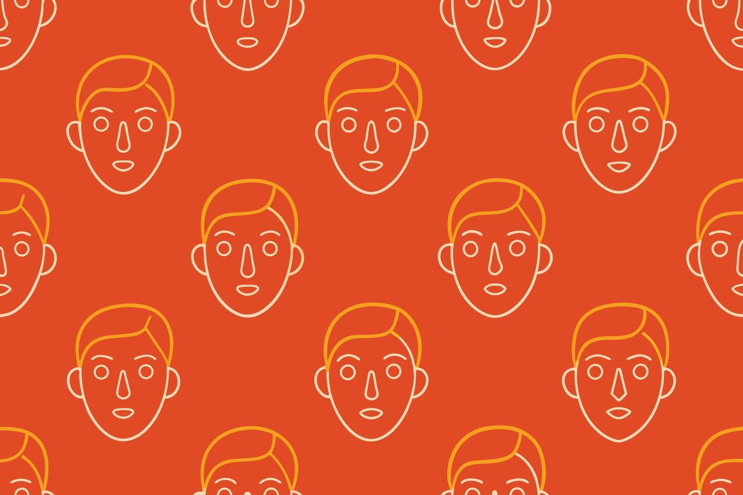 One Line Art Faces Seamless Pattern vector