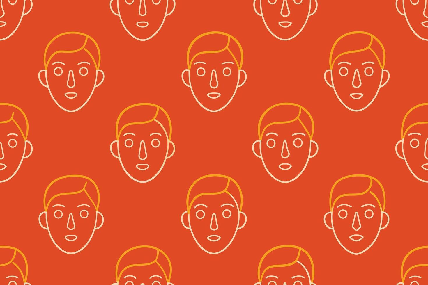 One Line Art Faces Seamless Pattern vector