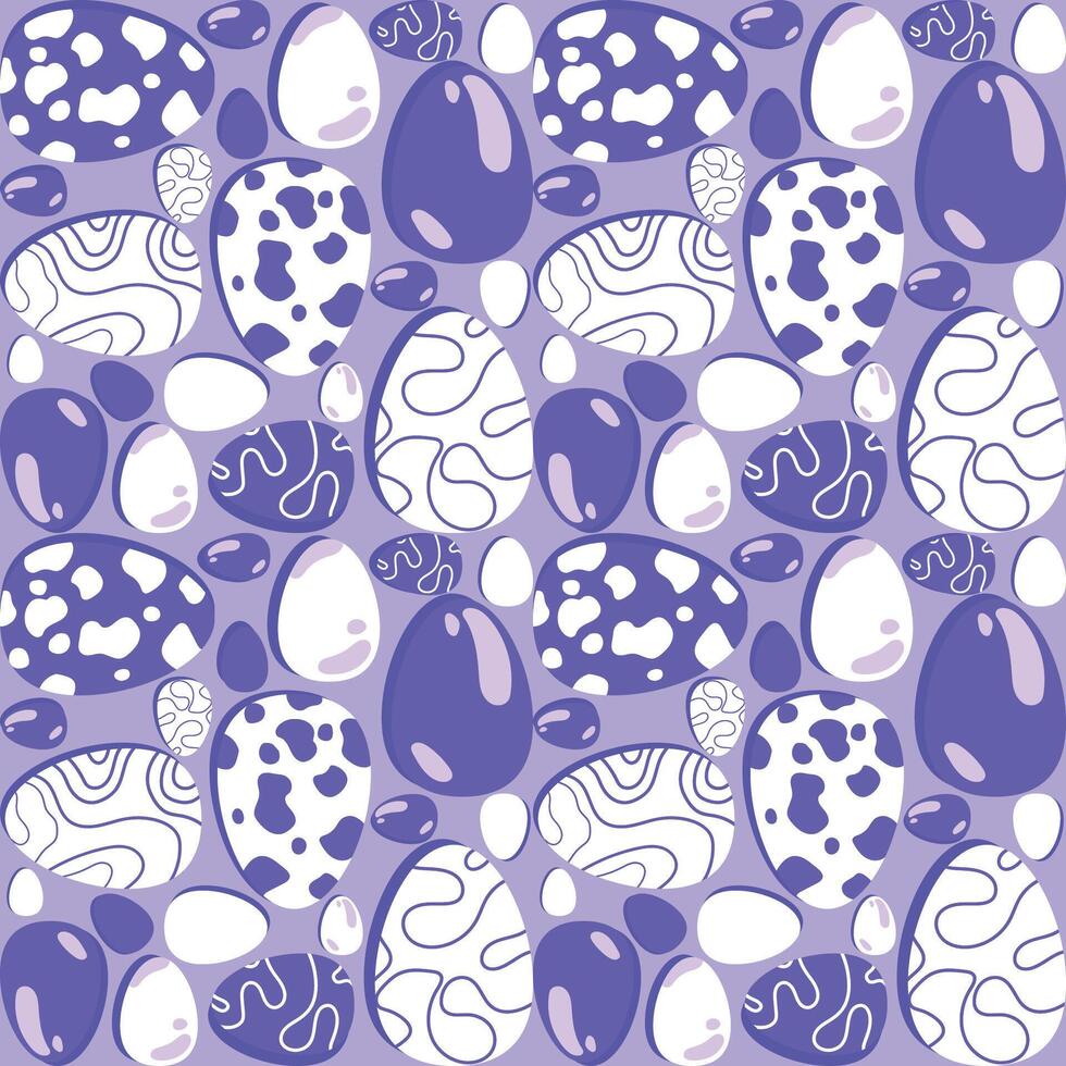 Easter seamless pattern. Easter colorful background with a variety of eggs in a modern style.Vector background for decorating holiday design, paper print, textile print, wallpaper and more. vector