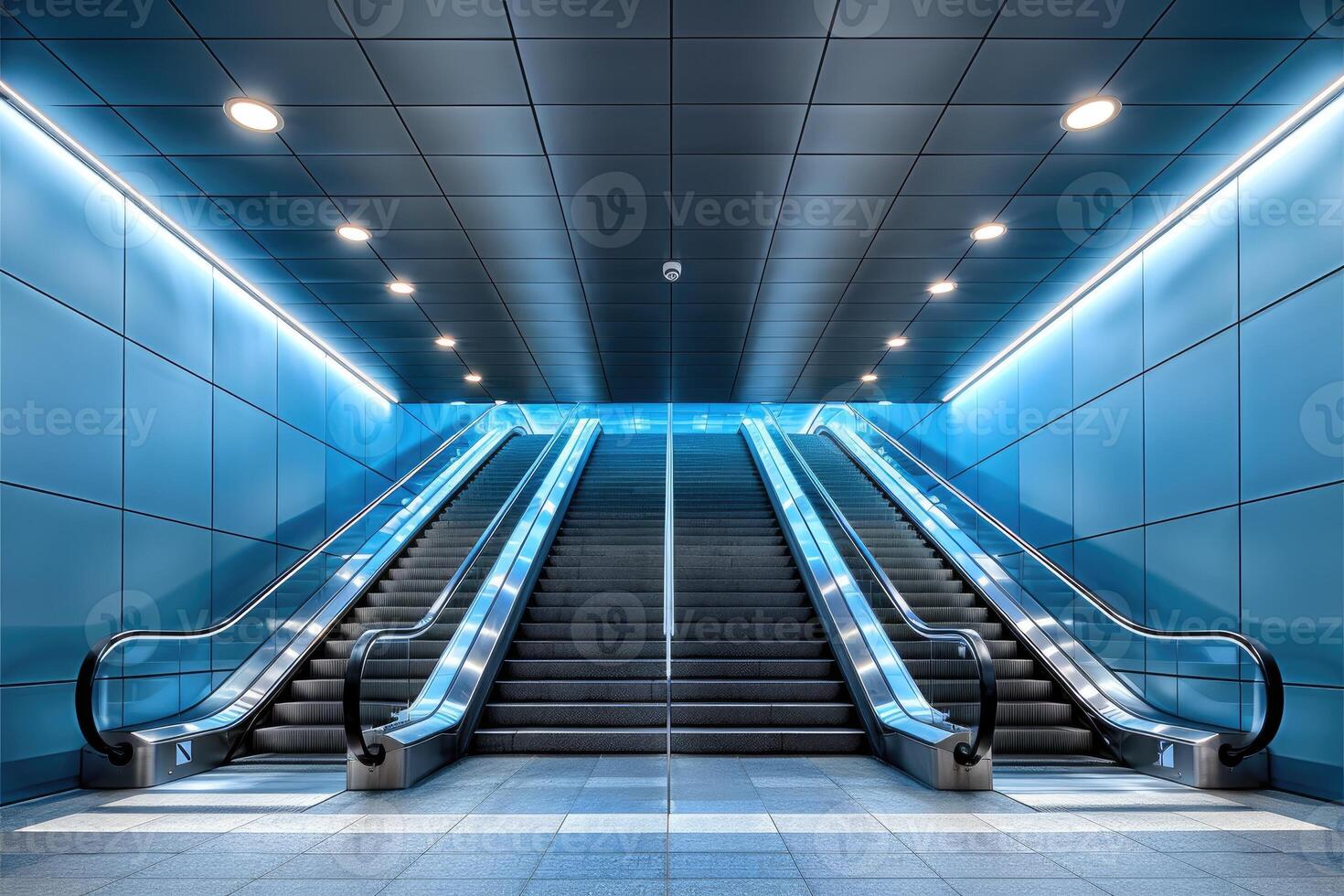 AI generated elevator escalator is moving staircase used as transportation between floors or levels building professional photography photo