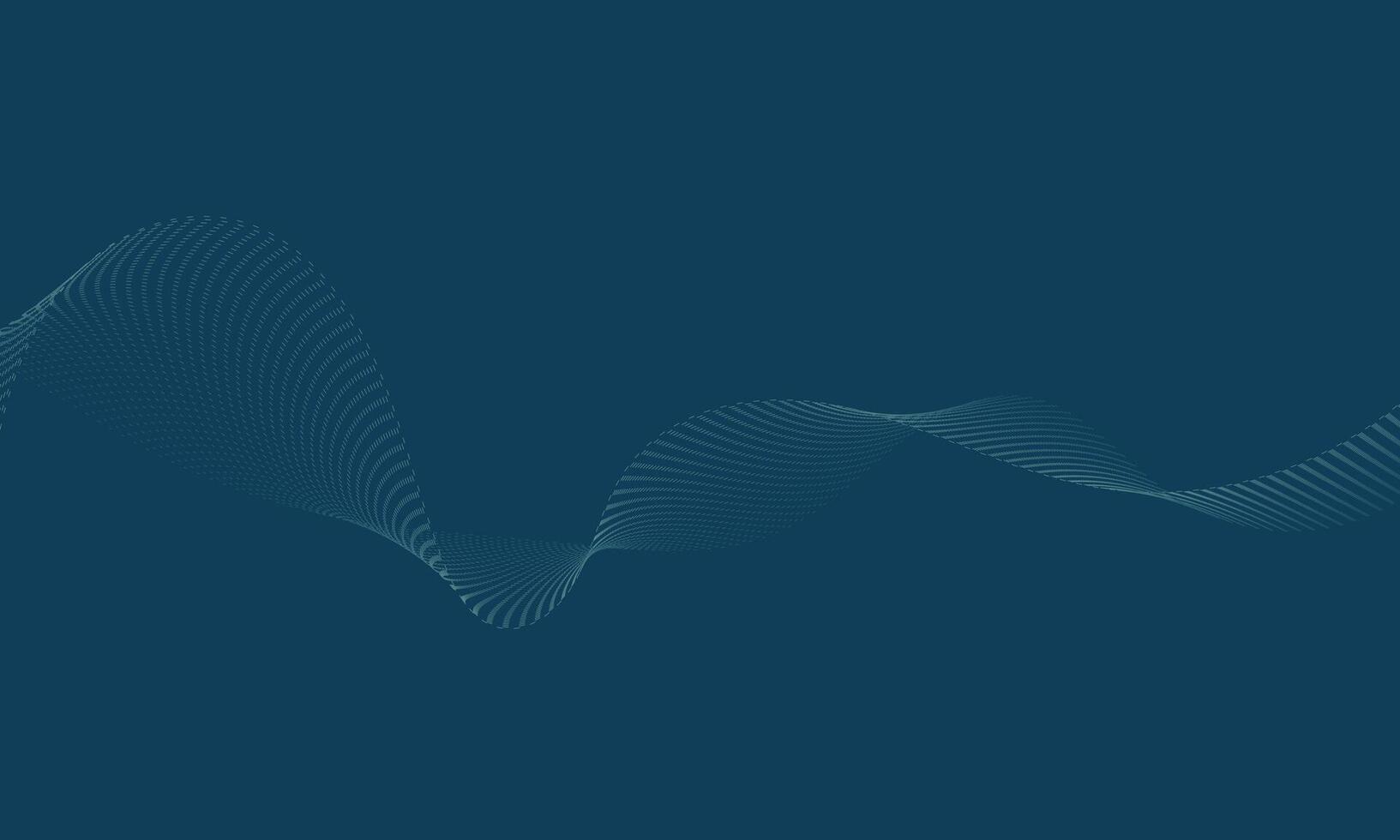 Streams of point particles form a wave pattern of blue light on isolated dark blue background. Vector illustration in futuristic style, science, music, background.