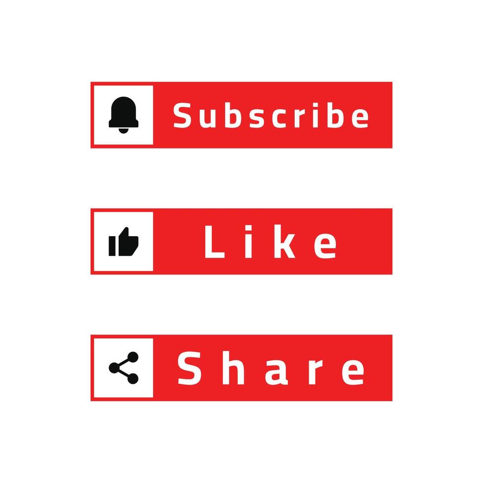 subscribe, like and share flat buttons vector