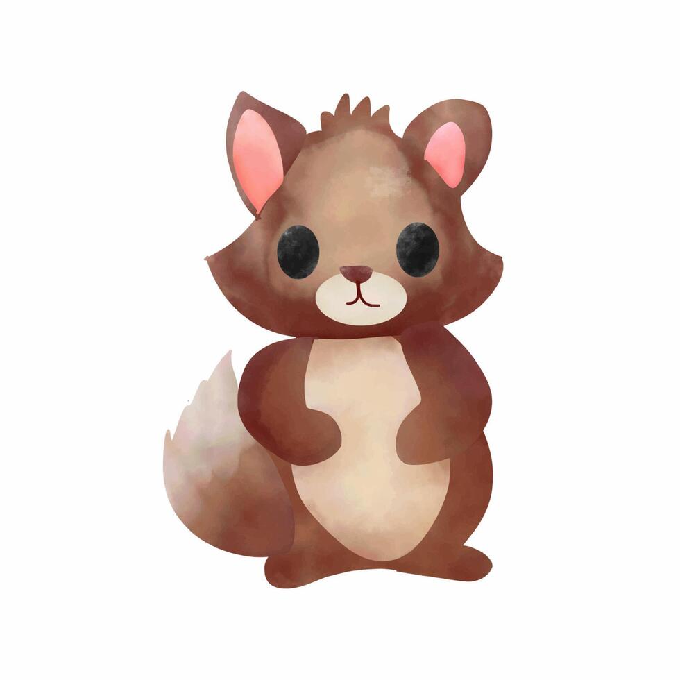 Cute squirrel watercolor vector