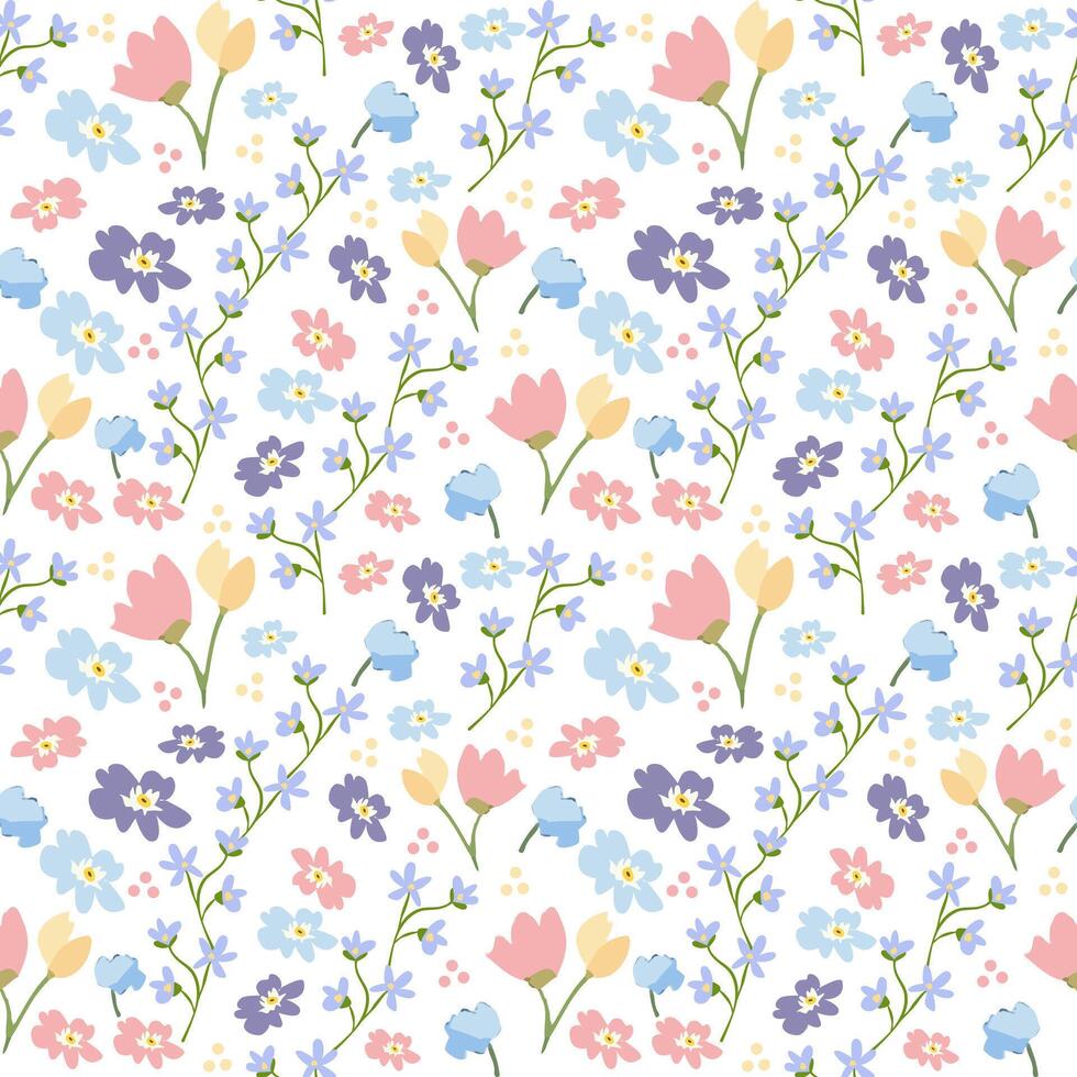 Spring flowers seamless pattern vector